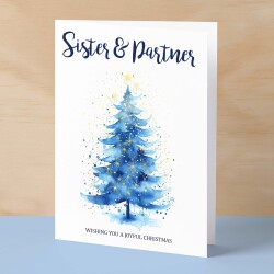 Christmas Card For Sister and Partner Card Xmas Card for Sister Christmas Card for Loved One Sister Partner Card Christmas Tree Card - Large (5x7) / Blank Message