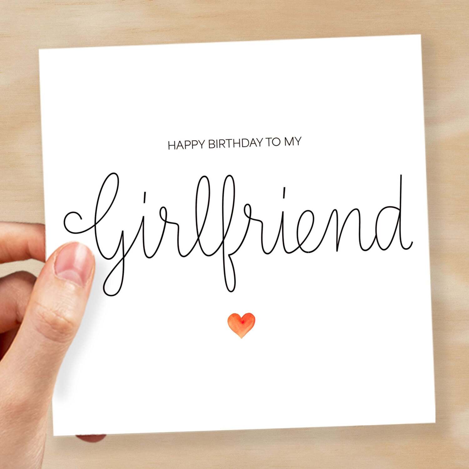 Girlfriend Birthday Card Romantic Card for Girlfriend Love Greeting Card Special Girlfriend Birthday Gift Heartfelt Message Card for Her - Square (6x6) / Blank Message