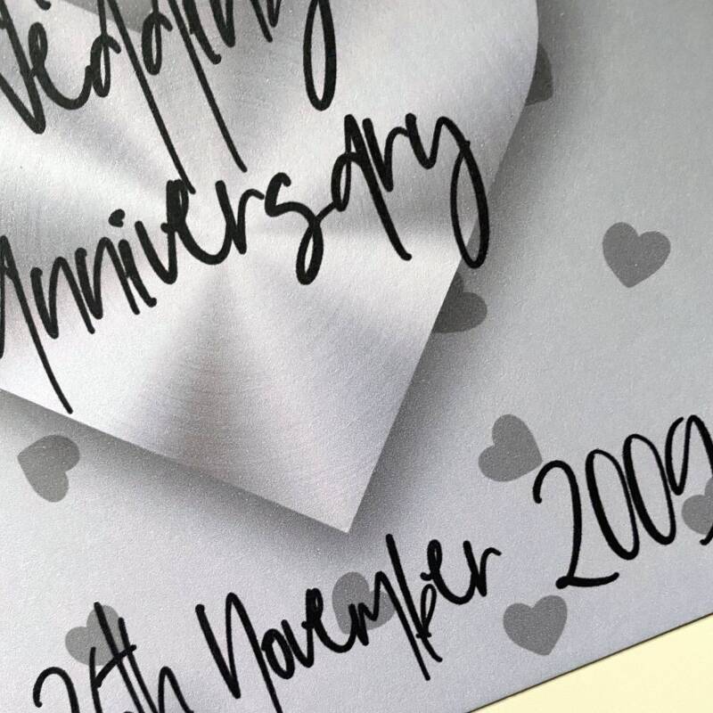 Personalised Steel (11th/11 year) anniversary card: Personalised with date (Size A6/A5/A4/Square 6x6") - A6: Single card