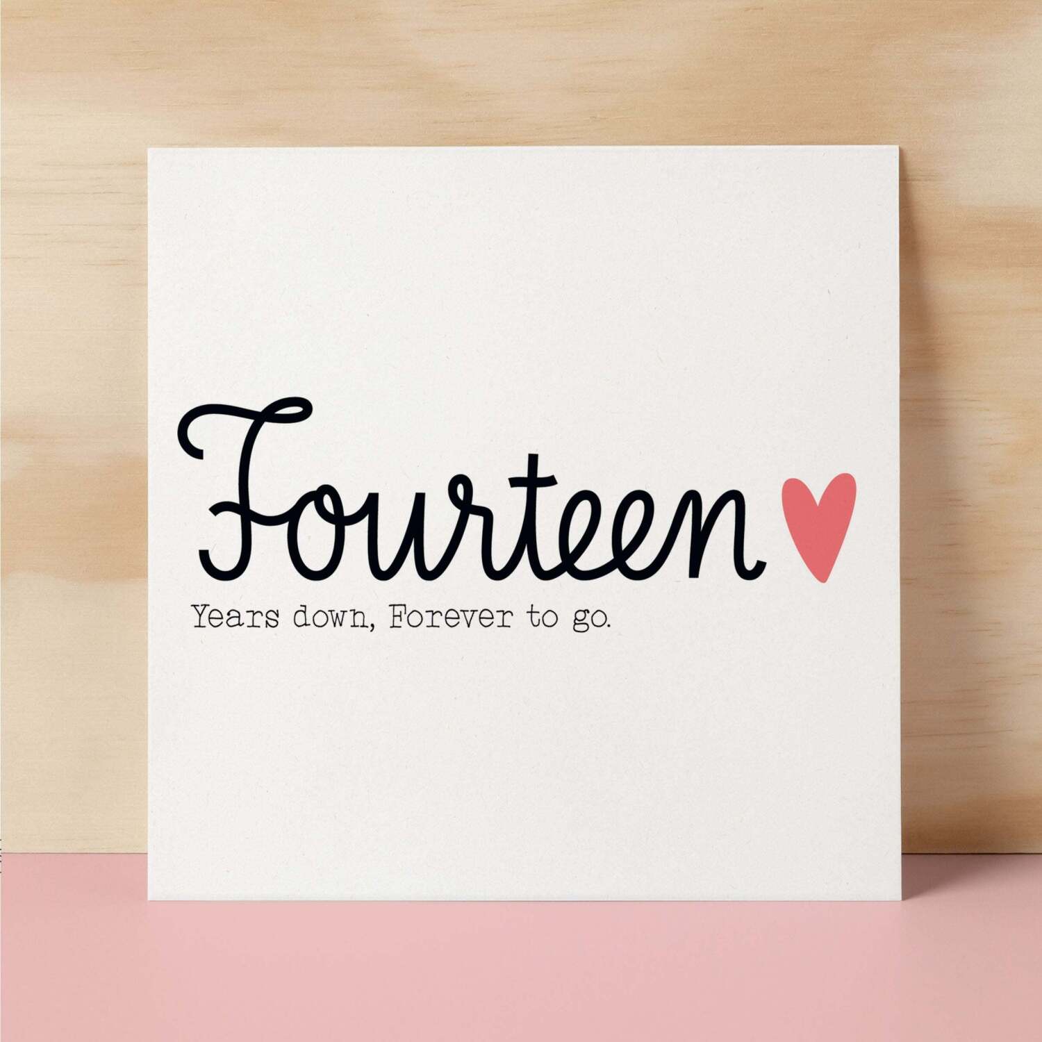 14 Year Anniversary Card For Wife 14th Wedding Anniversary Card For Husband Anniversary Card For Wedding Anniversary Card Fourteen Years - Square (6x6) / Blank Message