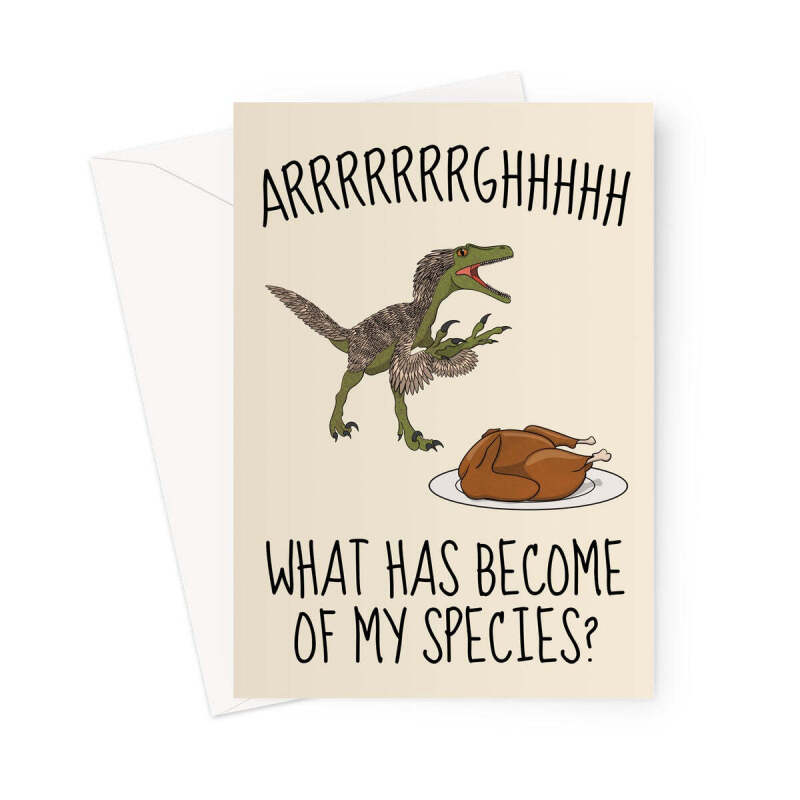 Funny Velociraptor Greeting Card - Paleontology - A5 Portrait - 1 Card