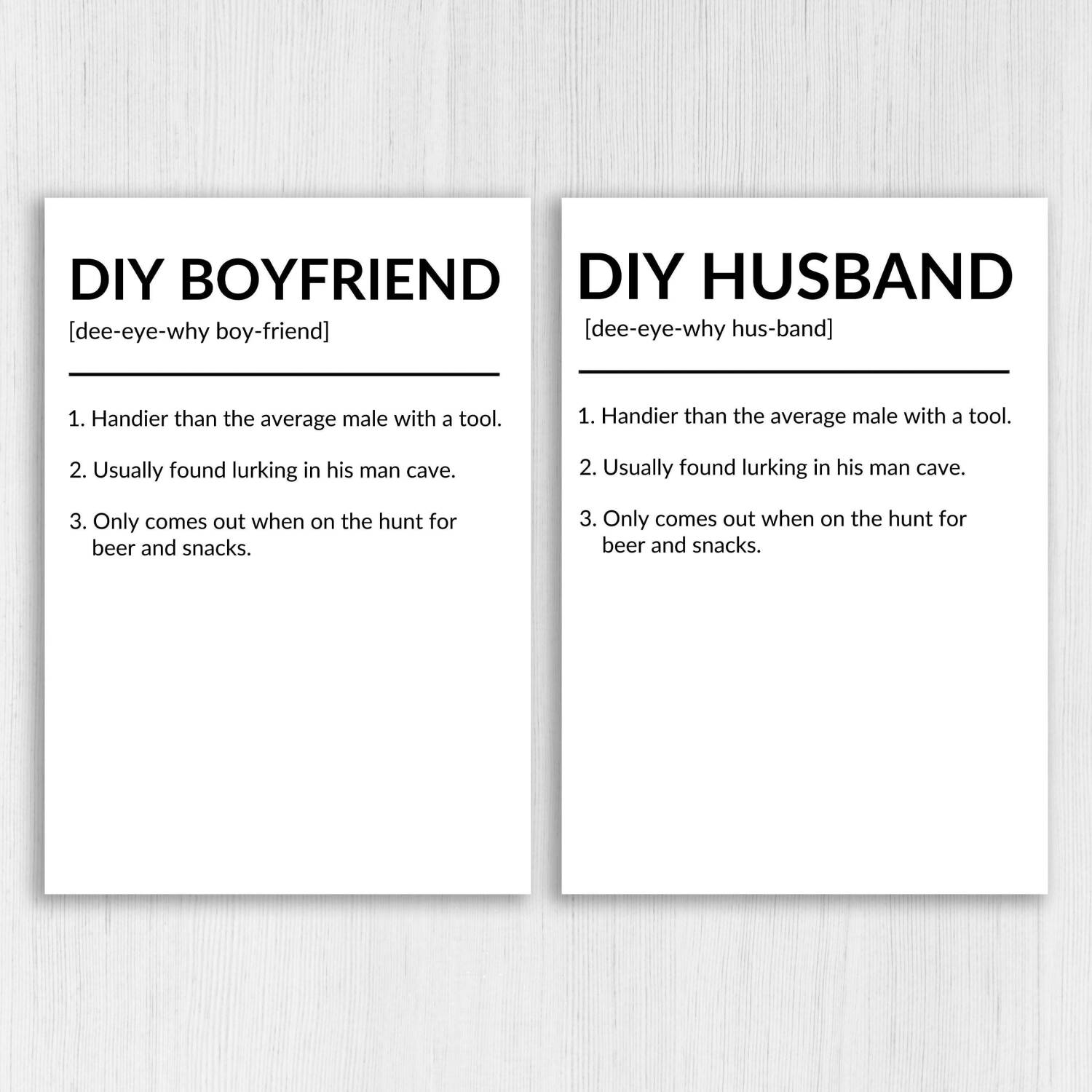 DIY Husband, Do It Yourself Husband, Boyfriend funny, humour dictionary definition anniversary card from spouse (Size A6/A5/A4/Square 6x6") - A6: Single card - Boyfriend