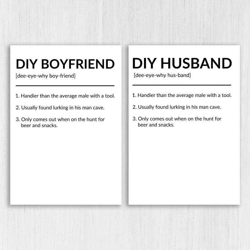 DIY Husband, Do It Yourself Husband, Boyfriend funny, humour dictionary definition anniversary card from spouse (Size A6/A5/A4/Square 6x6") - A6: Single card - Boyfriend