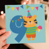 Zoo animal age 1st, 2nd, 3rd, 4th, 5th, 6th, 7th, 8th, 9th birthday card for children, boy, girl, son, daughter (Size A6/A5/A4/Square 6x6") - A6: Single card
