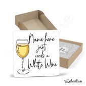 White Wine Hand Drawn Coaster - Home Bar - Birthday Gift. Secret Santa - Hand Drawn White Wine Coaster Personalised Drink Coasters