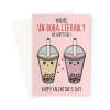 Cute Boba Bubble Tea Valentine's Day Card - A5 Portrait - 1 Card