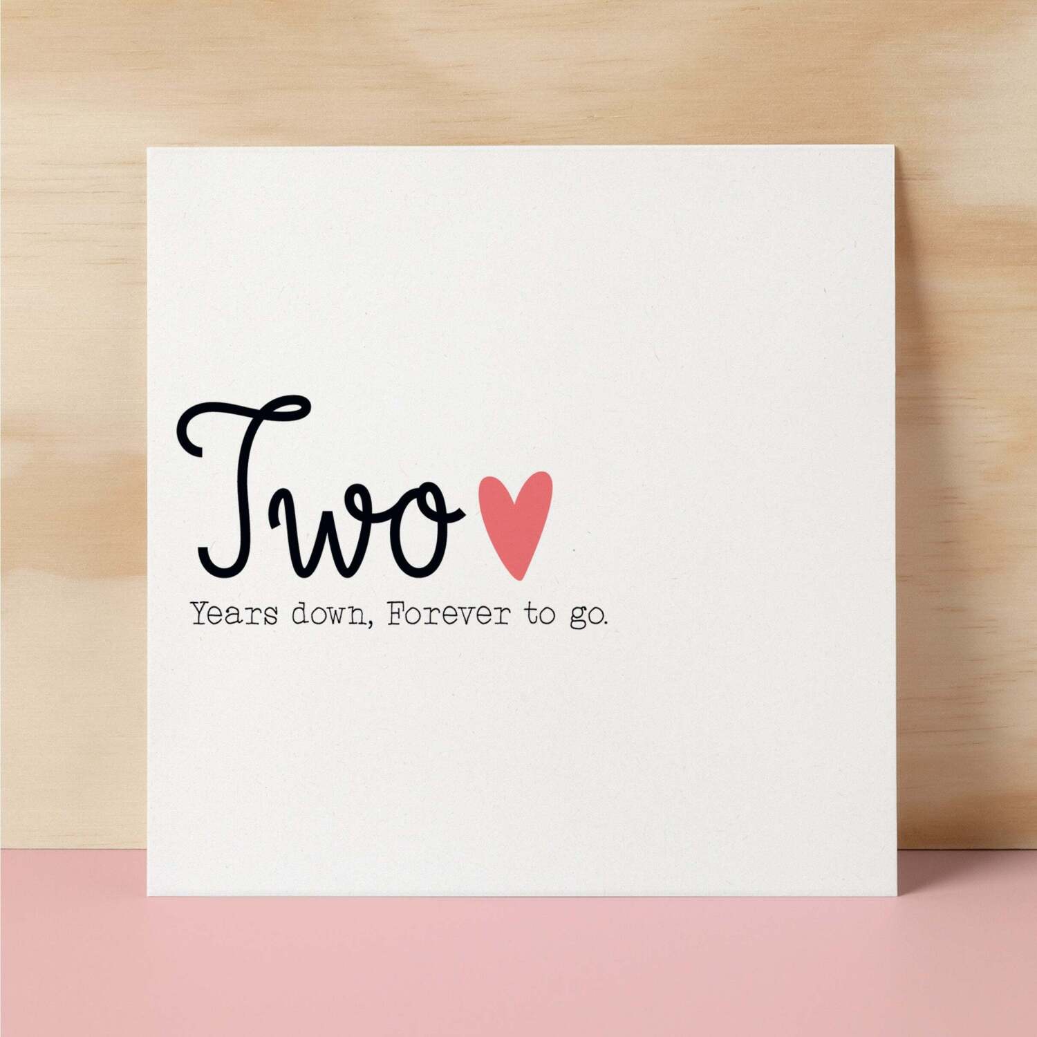 2 Year Anniversary Card For Wife 2nd Wedding Anniversary Card For Husband Anniversary Card For Wife Wedding Anniversary Card Two Years - Square (6x6) / Blank Message