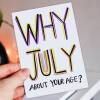 Why July about your age? Funny, rude July birthday, lying about your age, older birthday card for female friend (Size A6/A5/A4/Square 6x6") - A6: Single card - Pink