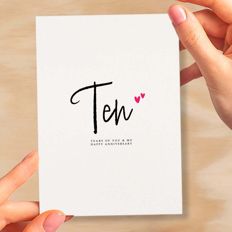 Ten Year Anniversary Card For Husband 10 Year Anniversary Card Boyfriend or Girlfriend Wedding Anniversary Card For Wife - Small (4x6) / Blank Message