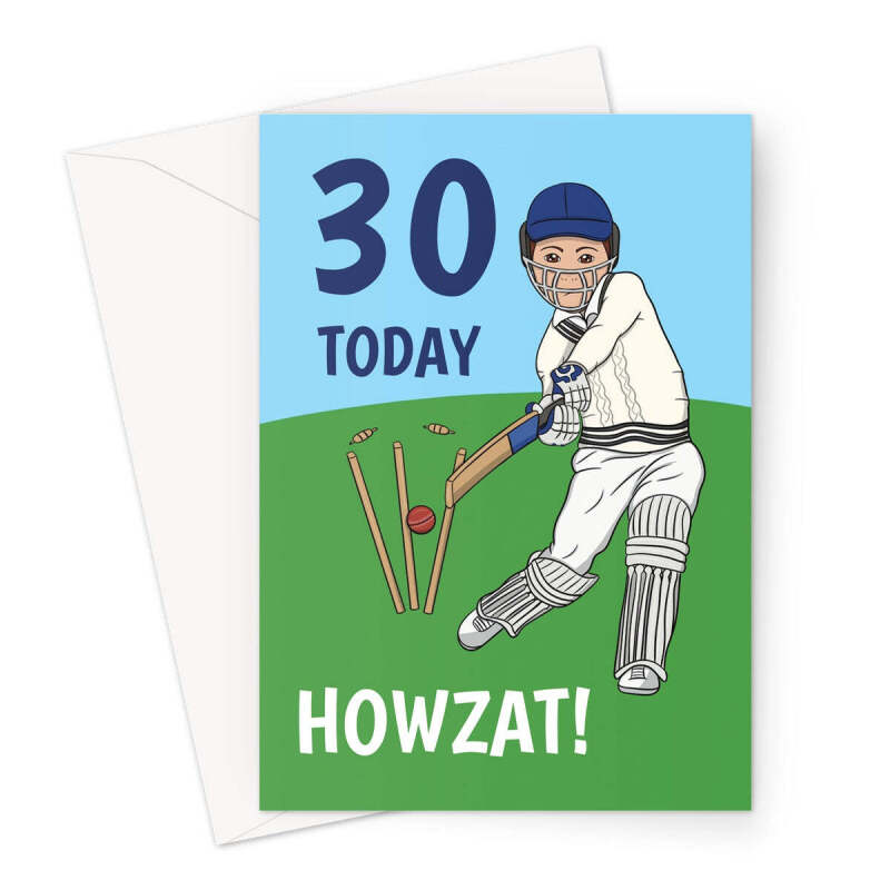 30th Birthday Card For Cricket Player - A5 Portrait - 1 Card