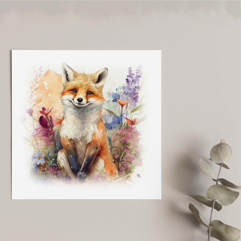 Notelet Card of a Fox For Anyone Any Occasion Card For Her or For Him Card For Birthday or Easter Card Thank You Card - Square (6x6) / Blank Message