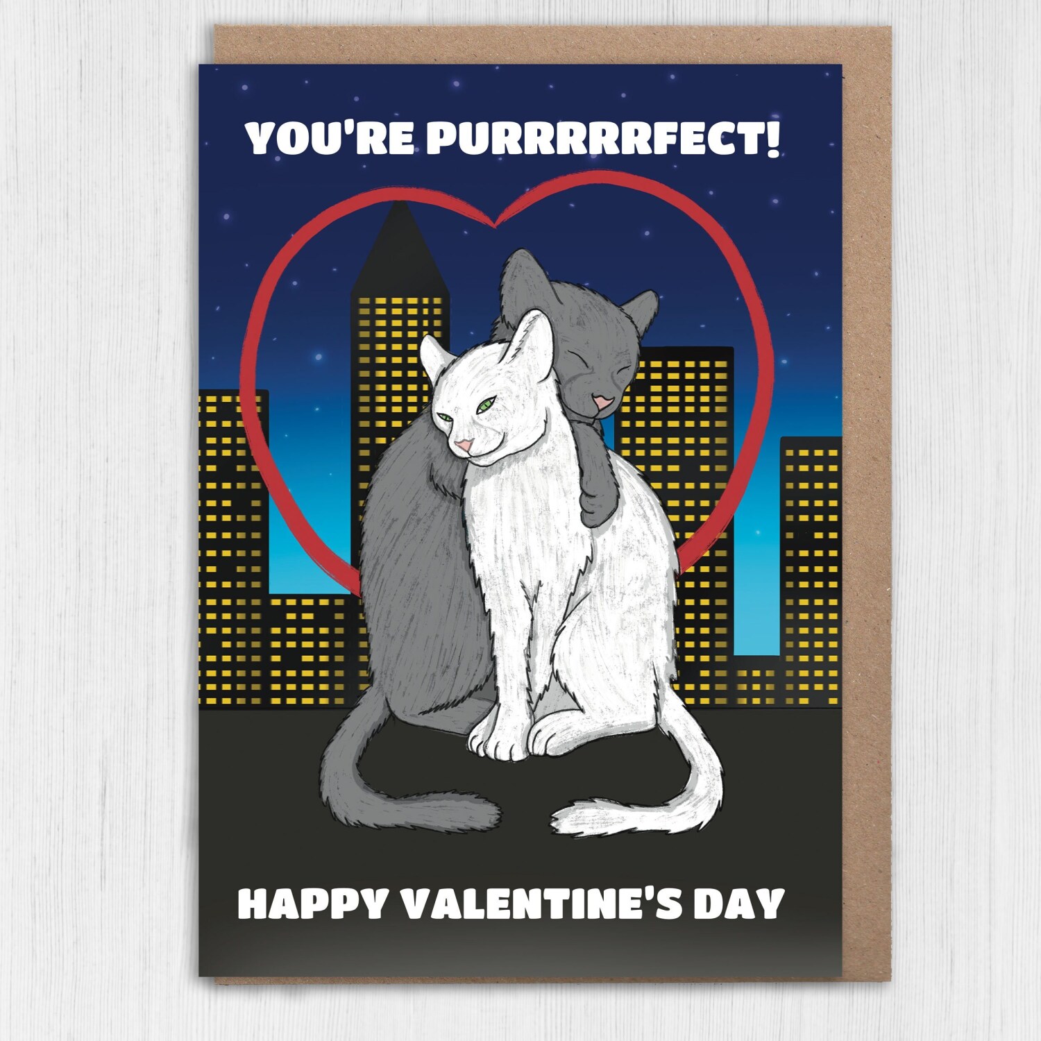 You're purrrrrfect funny, cute, cat, cats, couple Valentine's Day card for wife, husband, girlfriend, boyfriend, partner (Size A6/A5/A4) - A6: Single card