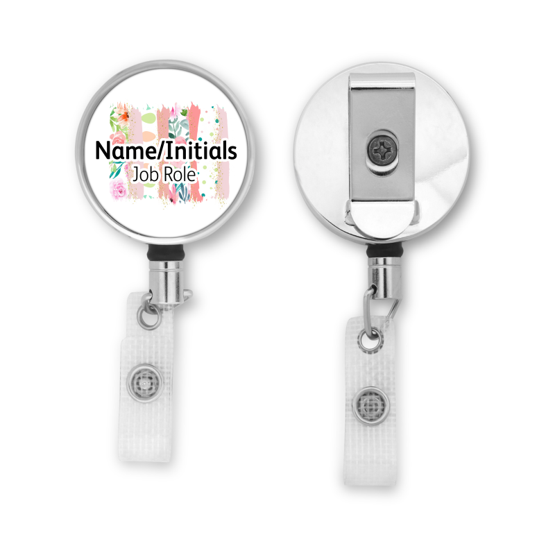 Personalised Metal ID Reel - Floral Easter Brush Strokes