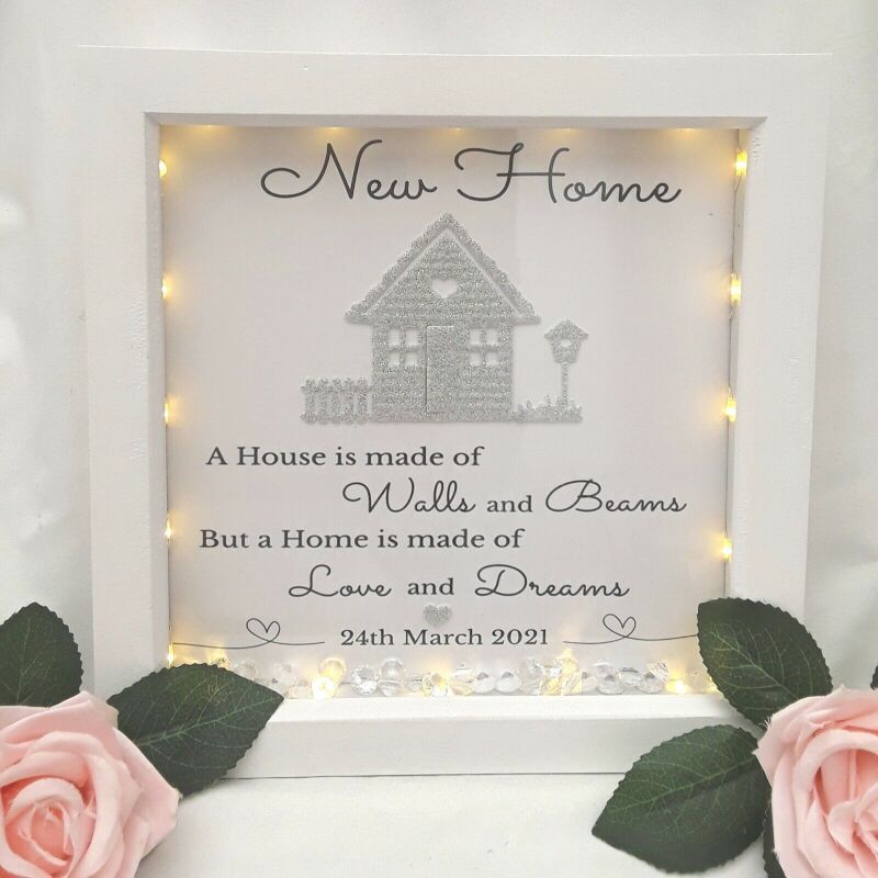 Personalised new home box frame, new home gift, house warming gift - Without lights