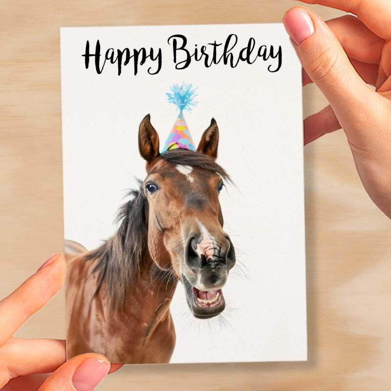 Birthday Card For Horse Lover Card For Pony Owner Birthday Card For Mum or Sister Happy Birthday Card For Friend - Small (4x6) / Blank Message