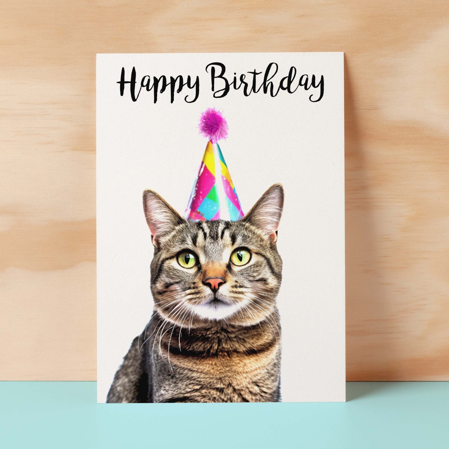 Birthday Card For Her Card For Friend Mum or Sister Birthday Card For Him Brother Dad Happy Birthday Card of Tabby Cat Fun Birthday Card - Small (4x6) / Blank Message