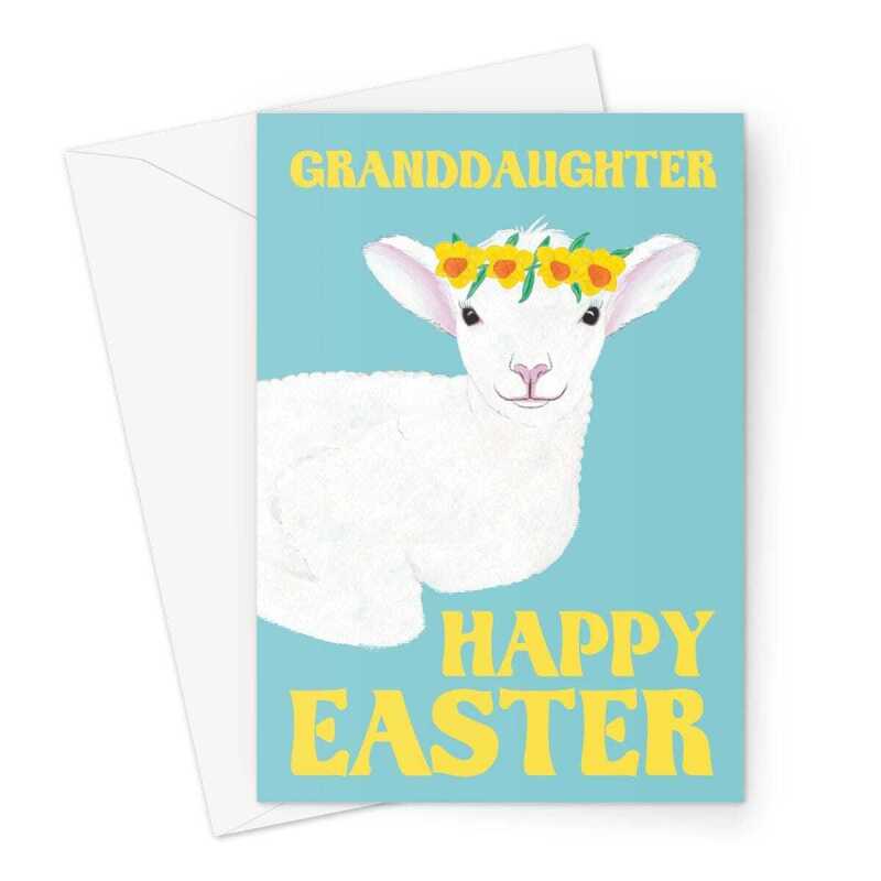 Happy Easter Lamb Card For Granddaughter - A5 Portrait - 1 Card