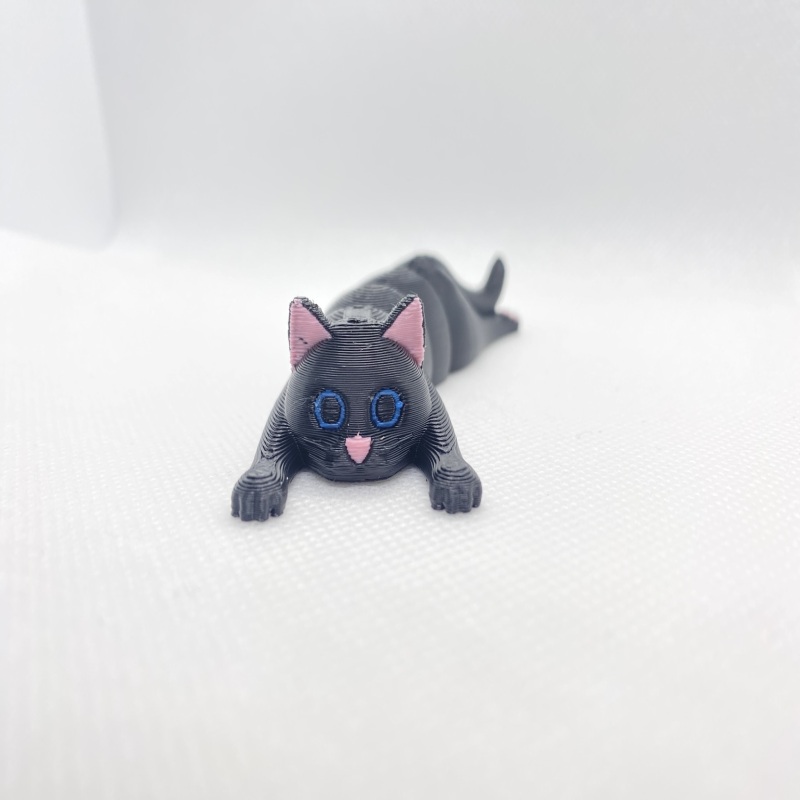 Articulated Cat Keyring - Black - Normal Blue