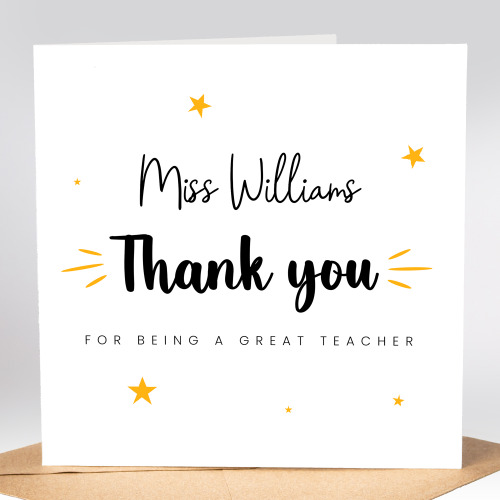 Thank You For Being A Great Teacher, Personalised Teacher Card