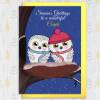 Season's Greetings to a wonderful couple personalised owls Christmas, Holidays, Xmas, festive card for couple, in-laws (Size A6/A5/A4) - A6: Single card