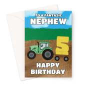 Happy 5th Birthday Card For Nephew - Tractor