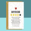 Funny Boyfriend Birthday Card - 4 Stars - No one i'd rather lay in bed scrolling my phone next to - Fit - Snores too much - Boyfriend