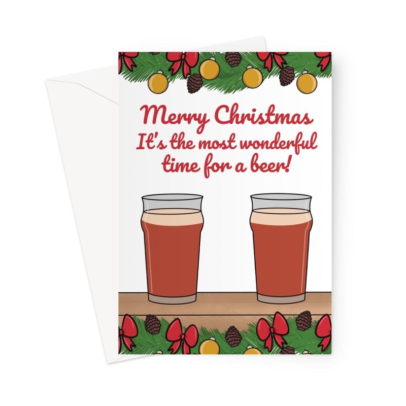 Funny Beer Christmas Card - A5 Portrait - 1 Card