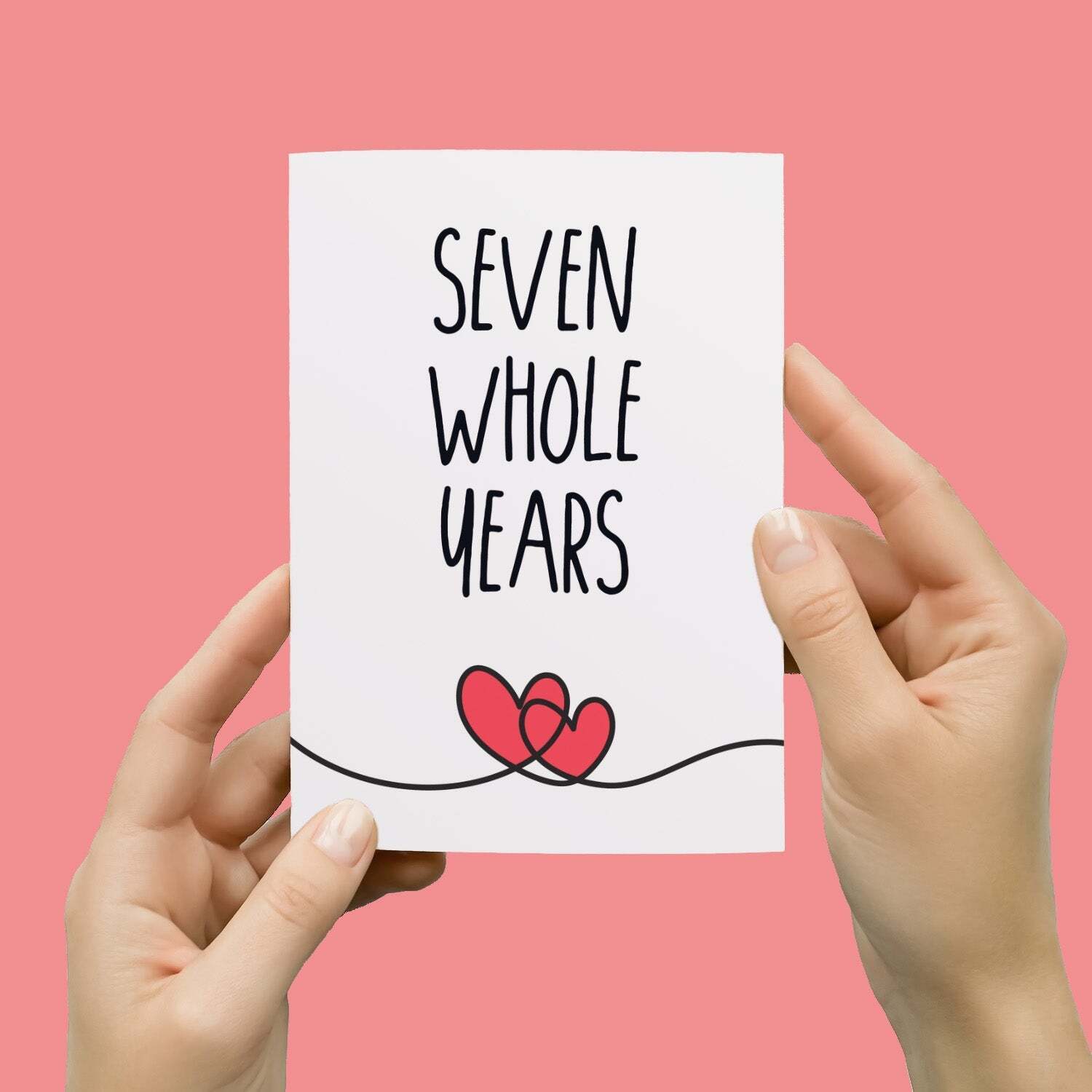 7 Year Anniversary Card For Husband or Wife Anniversary Card for 7th Anniversary Card For Boyfriend or Girlfriend Seven Wedding Anniversary - Large (5x7) / Blank Message