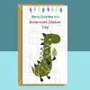 Personalised Grandson Dinosaur Christmas Card - Customisable Card for Grandson - Xmas