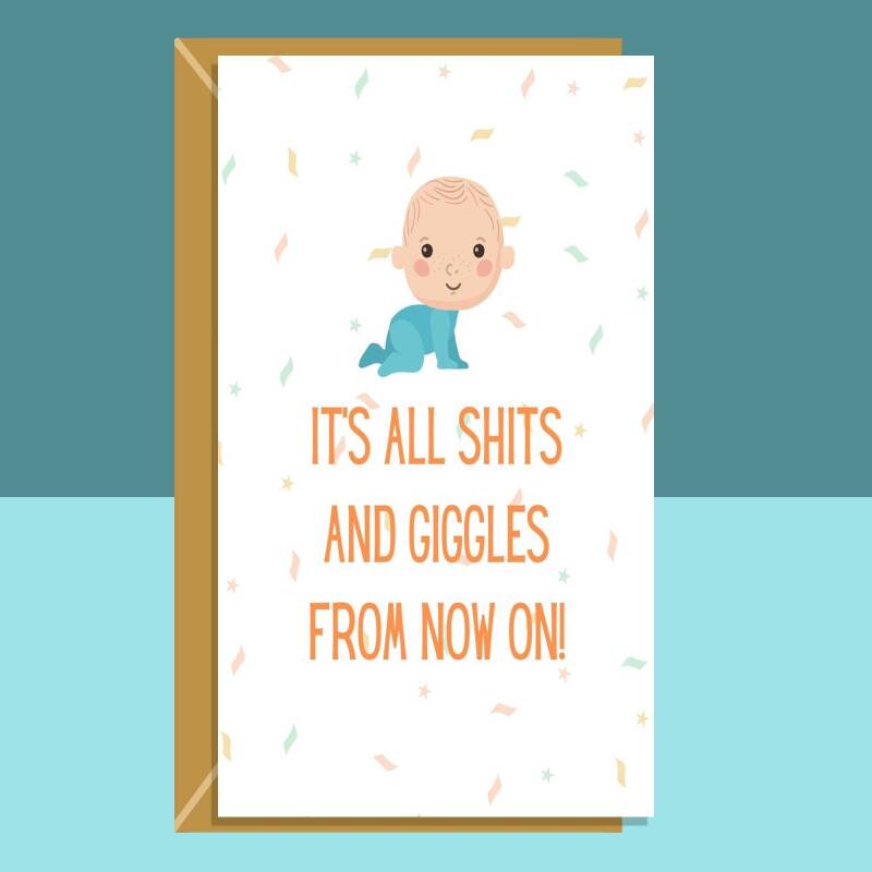 Funny New Born Baby Card - For Baby Boy or Baby Girl - Congratulations Card - For New Parents