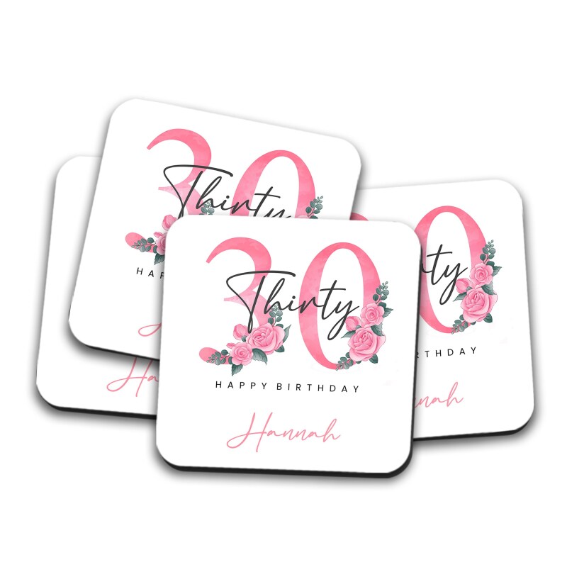 Personalised 30th Birthday Coaster - Personalised  Coaster 30th Birthday Gift For For Her Personalised Gift - Thirty Birthday Coaster - Single Coaster