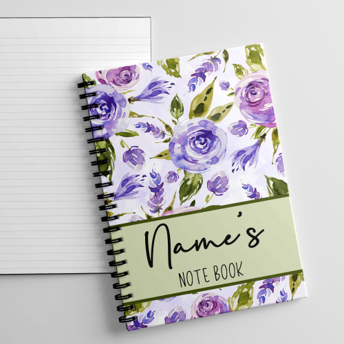 A5 Personalised Purple Flower Notebook Floral Notebook