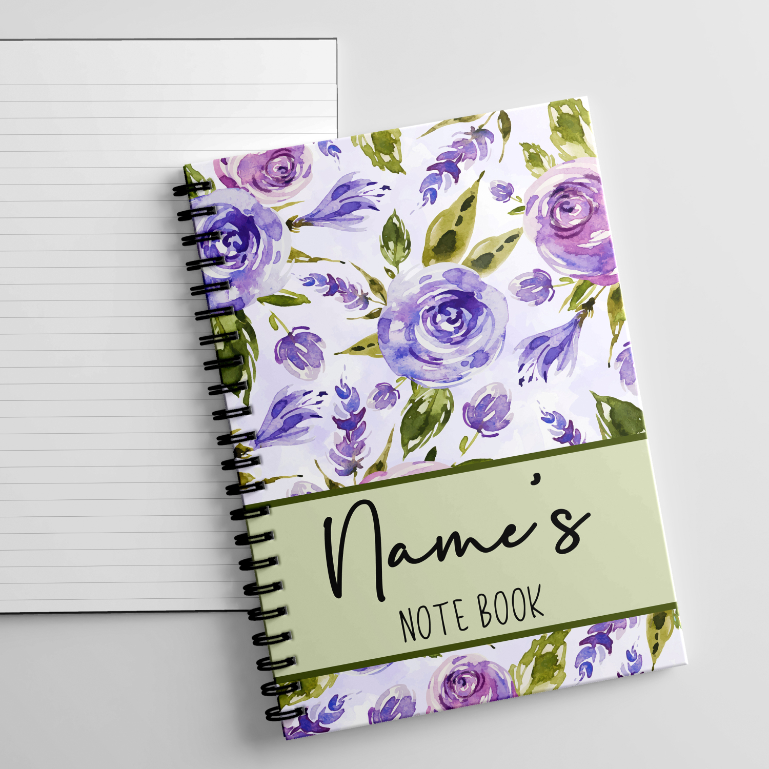 A5 Personalised Purple Flower Notebook Floral Notebook - Single Note Book