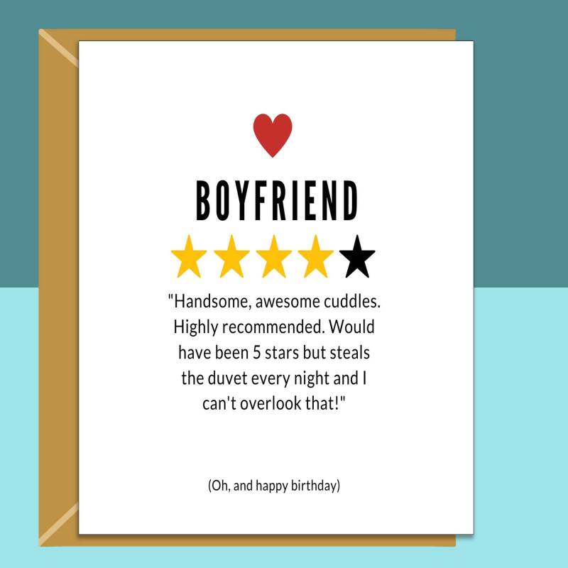 Funny Boyfriend Birthday Card - Personalised - Steals the Duvet - For Him - BF - On his birthday - From Girlfriend or Boyfriend - Blank inside - Regular