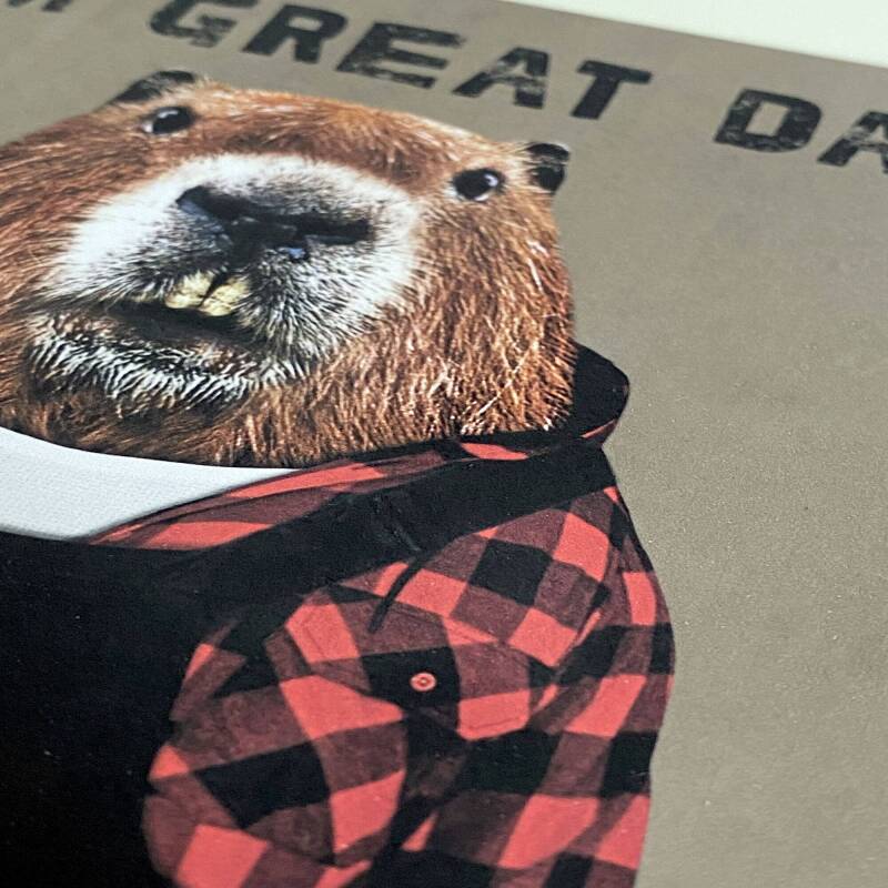 Dam Great Dad! Beaver in clothes Father’s Day card for daddy, father, papa from son, daughter (Animalyser) (Size A6/A5/A4/Square 6x6") - A6: Single card