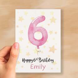 Personalised 6th Birthday Card For Girl Custom Name Card For Girl Sixth Birthday Card For Child Birthday Card for Girl Custom 6th Birthday - Small (4x6) / Blank Message