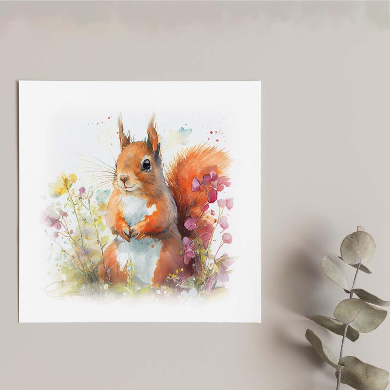 Notelet Card of a Squirrel Any Occasion Card For Her or For Him Card For Birthday or Easter Card Thank You Card - Square (6x6) / Blank Message