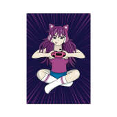 Purple Gamer Girl In Japanese Anime Style Fine Art Print