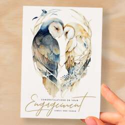 Personalised Engagement Card For Couple Custom Engagement Card Congratulations Card For Newly Engaged Couple Card Owl Engagement Card - Small (4x6) / Blank Message