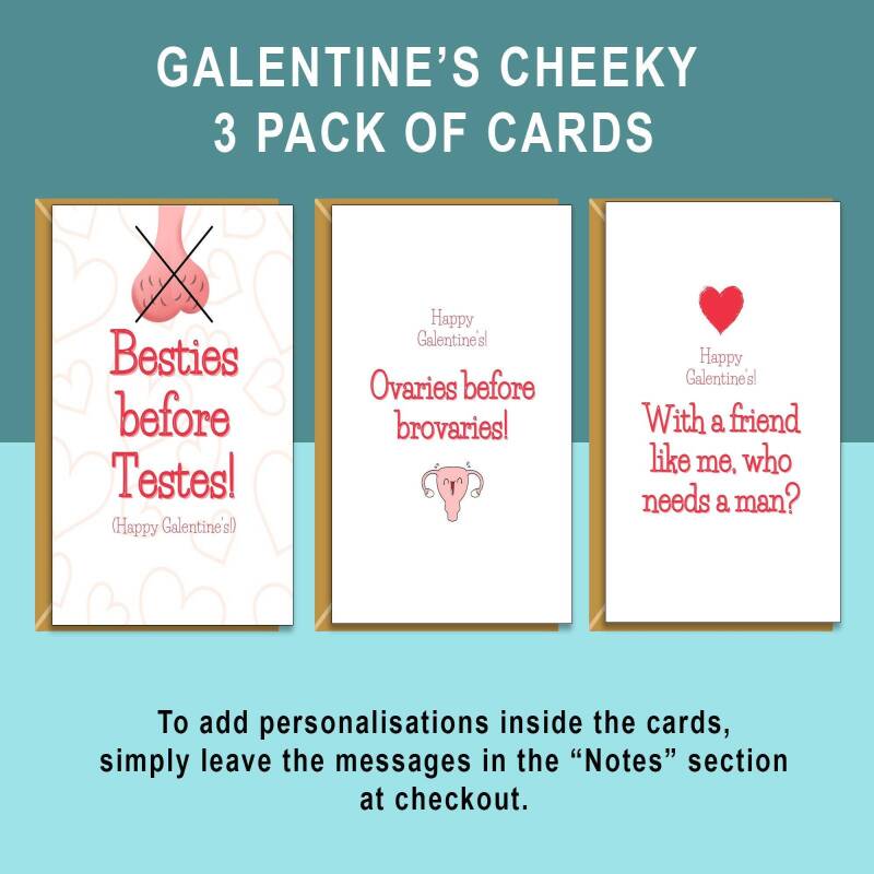 Funny Galentine's Day Pack of 3 Cards - For your single friends this Galentines - Bestie - Personalised - Rude - Cheeky - Adult Cards - Blank Inside