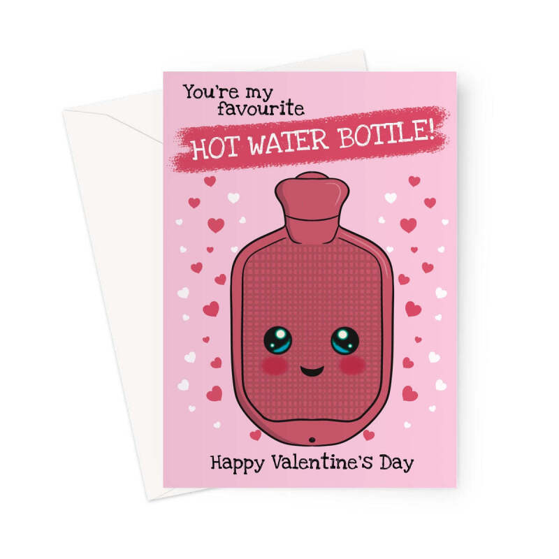 You're My Favorite Hot Water Bottle - Cute Valentine's Day Card for Him or Her - A5 Portrait - 1 Card