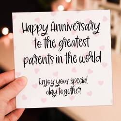 Happy anniversary to the greatest parents, Mum and Stepdad, Dad and Stepmum in the world from son, daughter (Size A6/A5/A4/Square 6x6") - A6: Single card