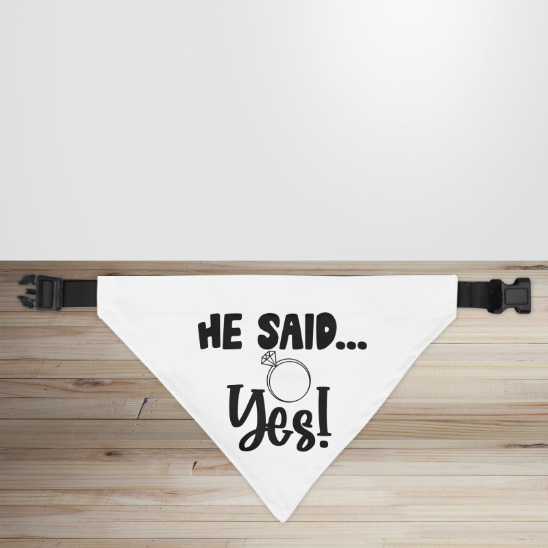 He Said Yes Dog/Puppy Engagement Announcement Bandana - Small - 12x17cm (Strap: 25cm - 40cm)
