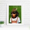 Dachshund dog in clothes, animal print, wall art - A5 - Glossy - Blue