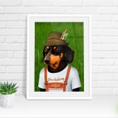 Dachshund dog in clothes, animal print, wall art