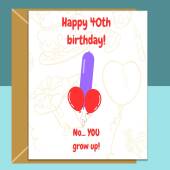 Funny 40th Birthday Card - Personalised inside if required - For Him or For Her - Perfect greetings card for someone turning 40 years old