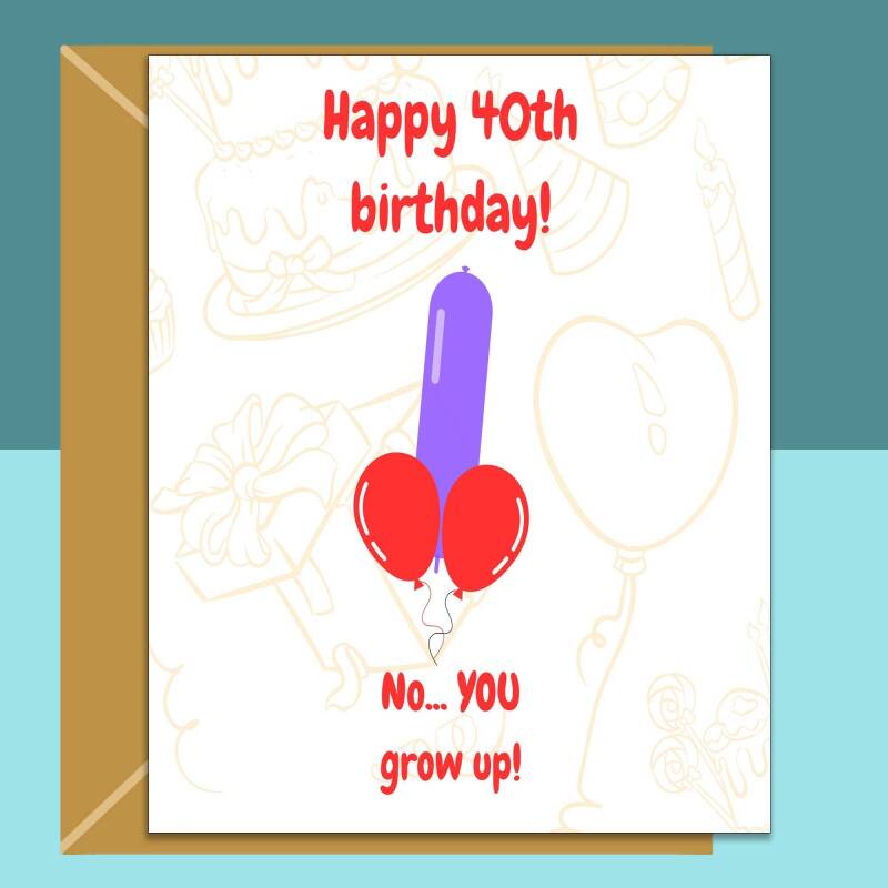 Funny 40th Birthday Card - Personalised inside if required - For Him or For Her - Perfect greetings card for someone turning 40 years old - Blank inside - Small