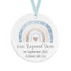 Personalised New Baby Ceramic Decoration - Blue Boho Rainbow