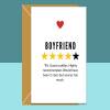 Boyfriend - 4 Stars - Valentine's Card - For him - fit, but snores too much!