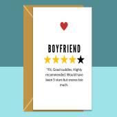 Boyfriend - 4 Stars - Valentine's Card - For him - fit, but snores too much!